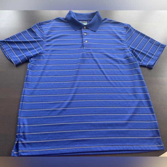 ⛳️Very nice PGA Tour golf shirt Mens XL. Embroidery. Blue/Blk/White stripe - Picture 1 of 5